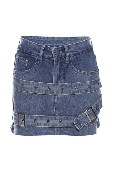 Looped denim skirt