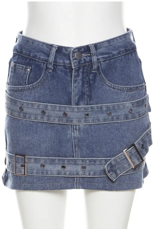 Looped denim skirt