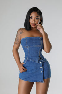 Denim taste skort set