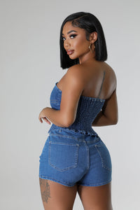 Denim taste skort set